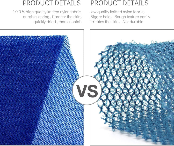 3-Piece African Net Bath Sponge Set | Exfoliating Body Scrubber | Blue