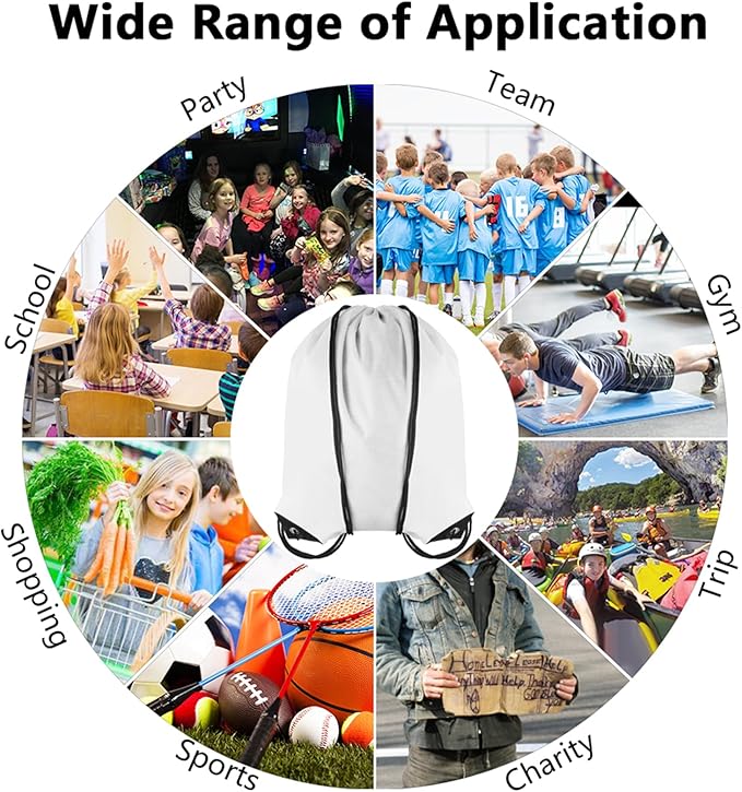 GoodtoU Drawstring Bags, Drawstring Backpack Nylon Backpack Draw String Bags Pack Bulk Cinch Sack Drawstring Gym Bag Drawstring Backpack for Sport, Traveling, Team (16 Colors, 48Pcs)