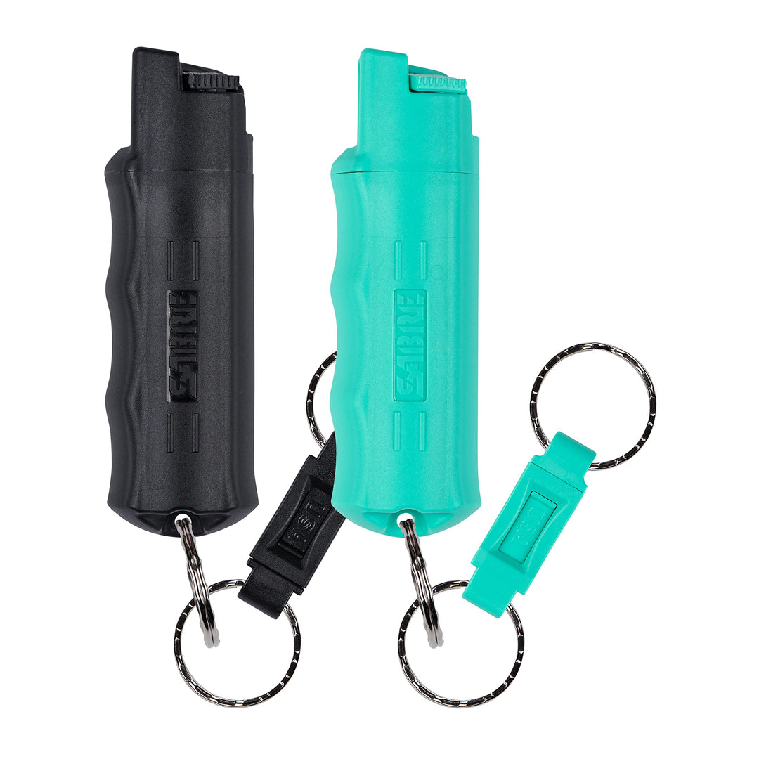 SABRE Pepper Spray, Maximum Police Strength OC Spray, Quick Release Keychain for Easy Carry and Fast Access, Finger Grip for More Accurate and Faster Aim, 0.54 fl oz, Secure and Easy to Use Safety