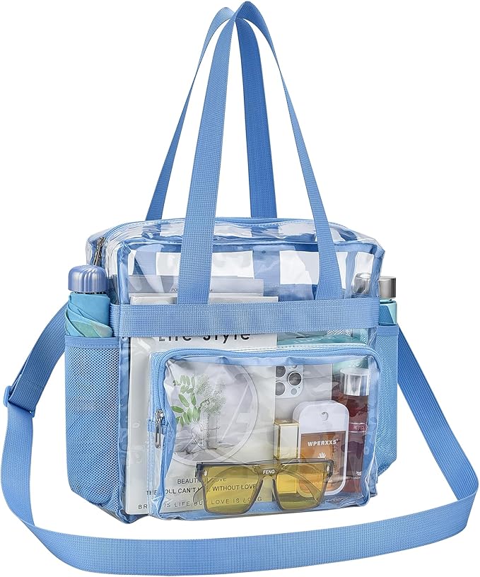 USPECLARE Clear Tote Stadium Approved, Security Travel & Gym Clear Bag for Work Sports Games Concerts