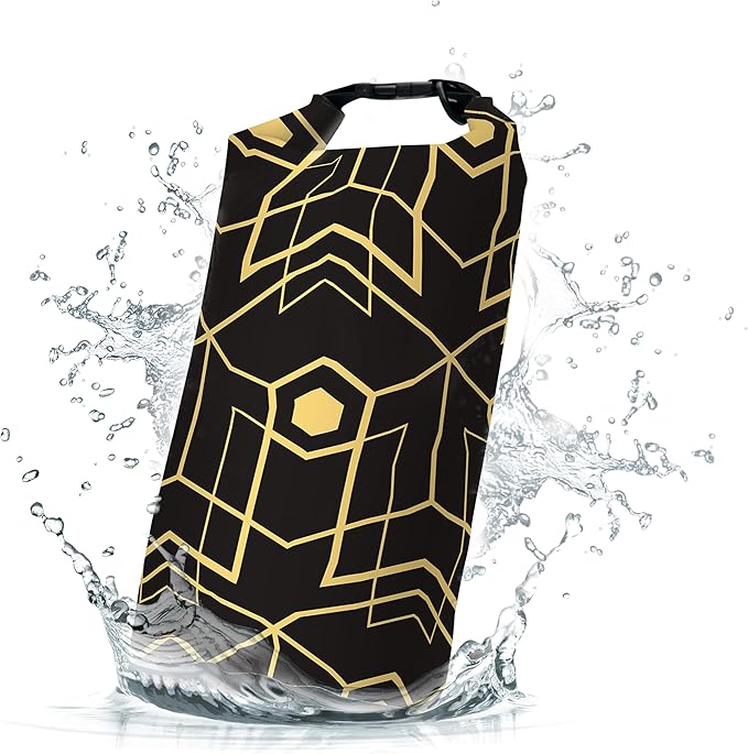 Waterproof Dry Bag,Roll Top Yellow Modern Abstract Geometric Print Waterproof Backpack 5L/10L/20L Floating and Lightweight Bags for Kayaking, Boating, Fishing, Swimming and Camping