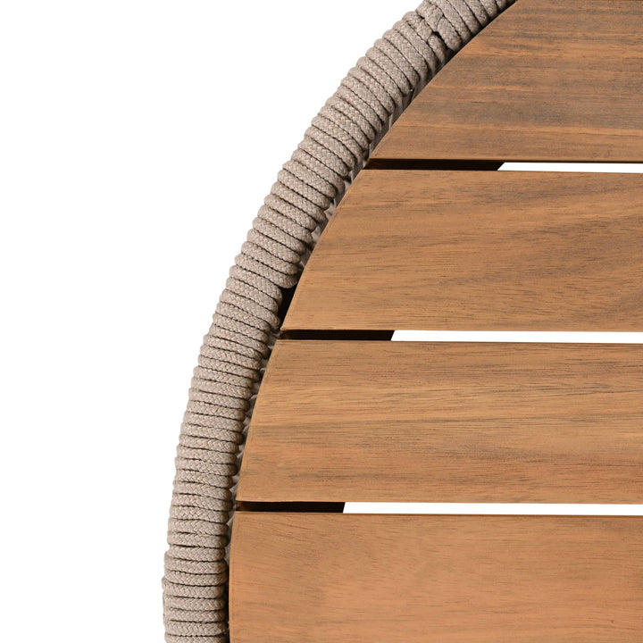 Christopher Knight Home 26" Round Coffee Table, Acacia Wood Top with Rope & Iron Base, Beige
