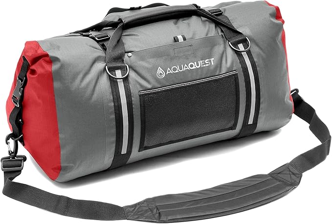AquaQuest White Water Duffel - 100% Waterproof, Heavy Duty, Versatile, Comfortable - Durable Protective Dry Bag for Travel, Sport, Motorcycle, Boat, Fishing - 50, 75, or 100 L