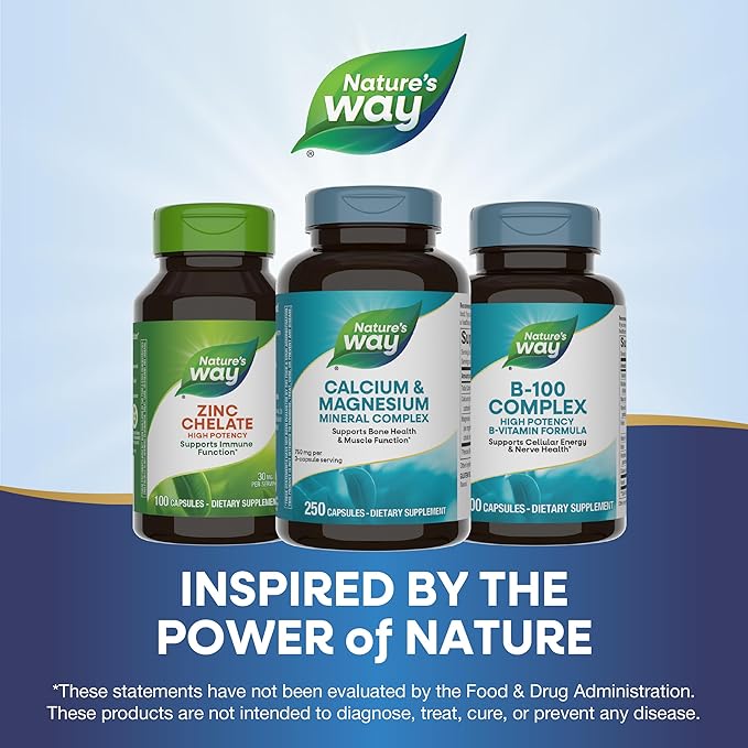 Nature's Way Calcium & Magnesium Mineral Complex, Supports Bone Health & Muscle Function,* 750 mg per 3-Capsule Serving, 250 Capsules (Packaging May Vary)
