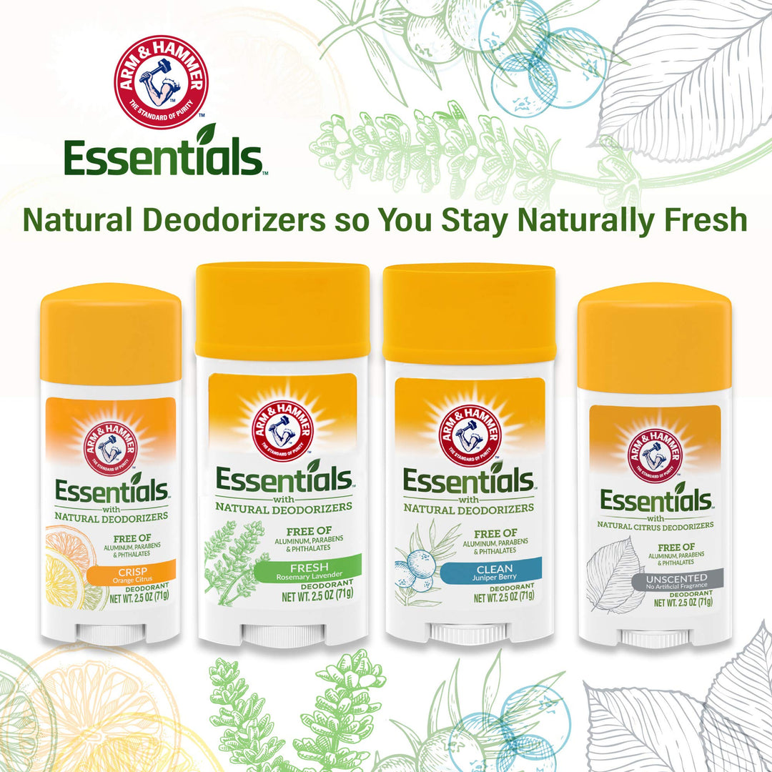 ARM & HAMMER Essentials Deodorant- Rosemary Lavender- Solid Oval- Twin Pack (Pack of 2/ 2.5oz)- Made with Natural Deodorizers- Free From Aluminum, Parabens & Phthalates