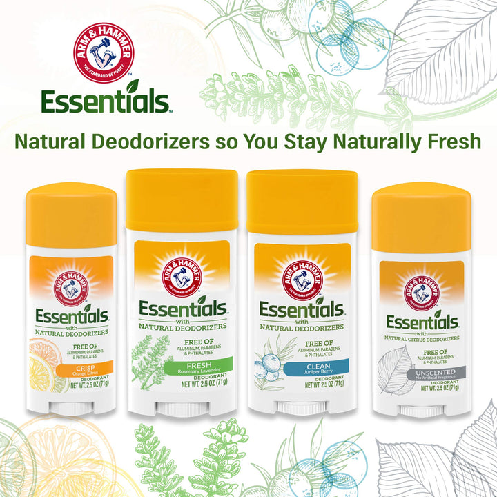 ARM & HAMMER Essentials Deodorant- Rosemary Lavender- Solid Oval- Twin Pack (Pack of 2/ 2.5oz)- Made with Natural Deodorizers- Free From Aluminum, Parabens & Phthalates