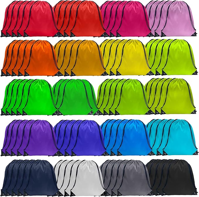 GoodtoU Backpack, 100 Pcs Drawstring, 11.4L, 20 Colors, Nylon, Foldable, Adjustable Straps, Unisex, School, Travel, Sport, Work