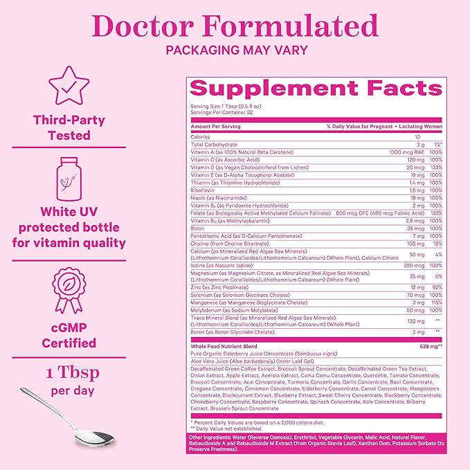 Pink Stork Liquid Prenatal Vitamins for Women - for Fertility, Pregnancy, Postpartum - Morning Sickness Support - 64 Servings - 2 Pack