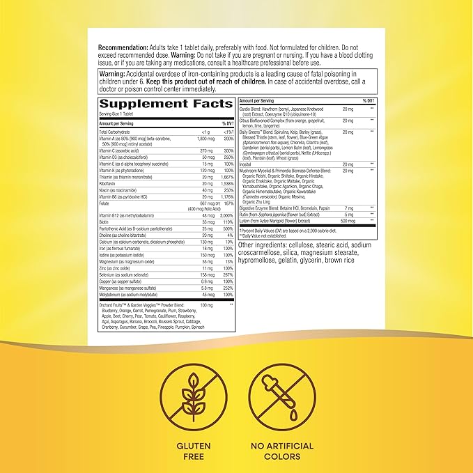 Nature's Way Alive! Adult Ultra Multivitamin, Promotes Energy Metabolism, Heart & Muscle Function*, with B-Vitamins Including Methylated B12, Gluten Free, 60 Tablets