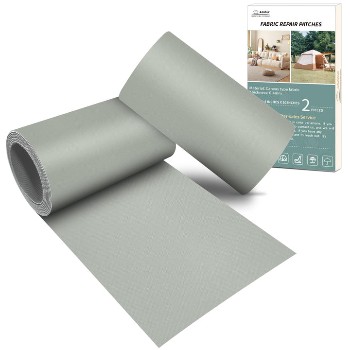 Azobur 2 Pieces Waterproof Extra Large Canvas Repair Tape, Boat Cover Repair Kit, Tent Repair Tape, Pop Up Canvas Repair Kit, Suitable for Various Fabric Repair (Light Grey)