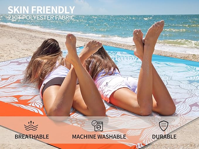 Beach Blanket Waterproof Sandproof Extra Large Beach Mat 79" X 83"/120"x108"for 1-8 Adults Quick Drying Durable Outdoor Picnic Mat for Beach Travel Camping Hiking