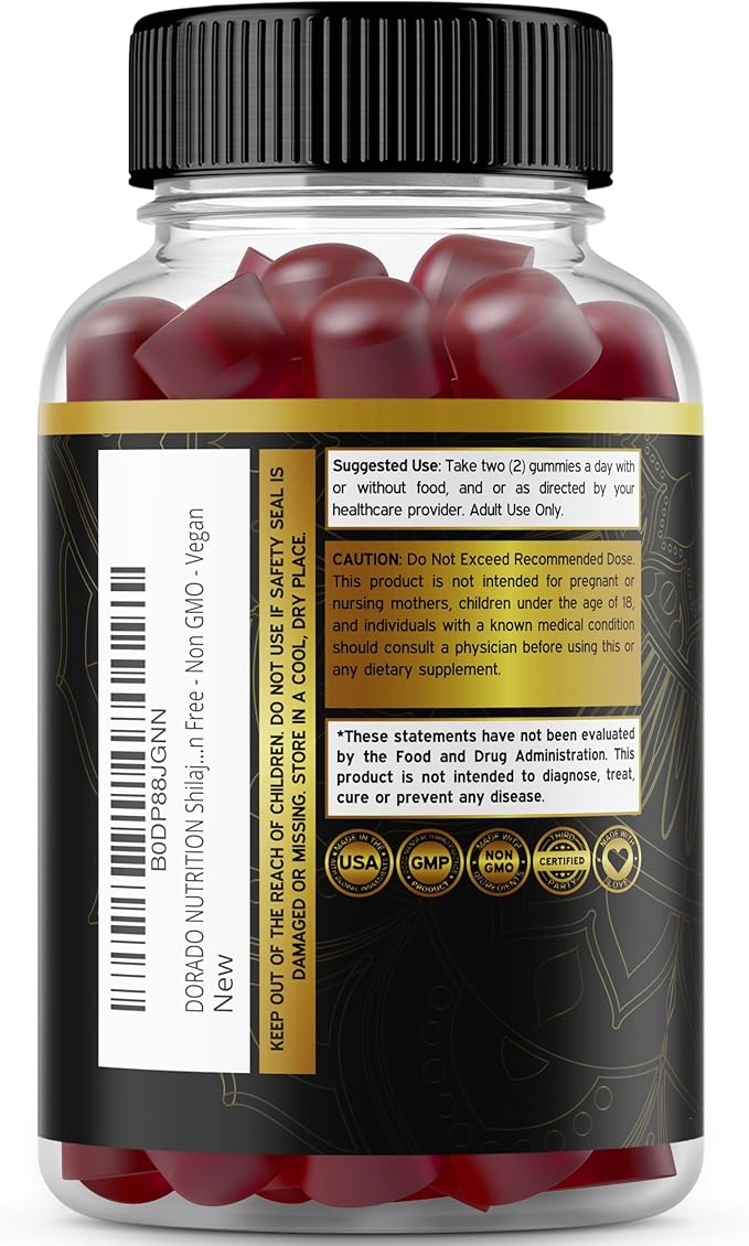 Shilajit Gummies (Pure Himalayan Shilajit for Men & Women Gold Grade with 85+ Trace Minerals with Fulvic Acid) - Energy & Immunity Support - Third Party Tested, Vegan Safe - (120 Gummies)