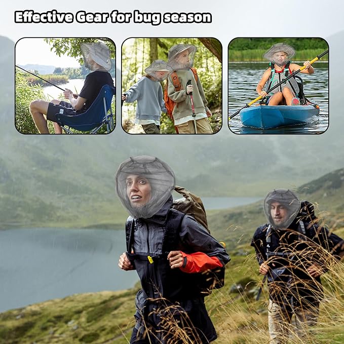 Wholelovein 8 Pack Mosquito Covers Wearable Head Net Face Mesh Protecting Net Mosquito Fly Insects Bugs