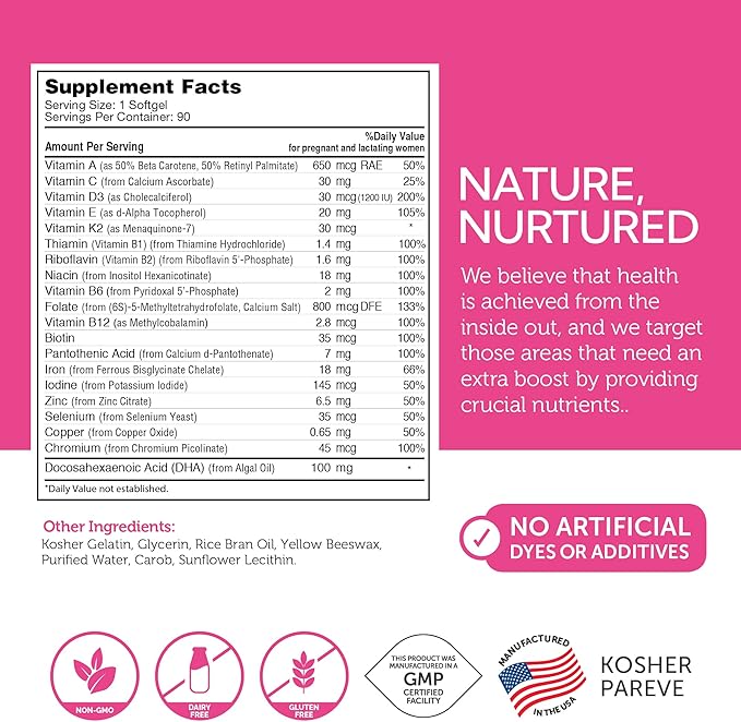 Zahler Mighty Mini Prenatal Vitamin with DHA & Folate - Certified Kosher - All Natural Prenatal Vitamins - Multivitamin for Pregnant Women - 19 Prenatal Vitamins Including Folic Acid (90 Softgels)