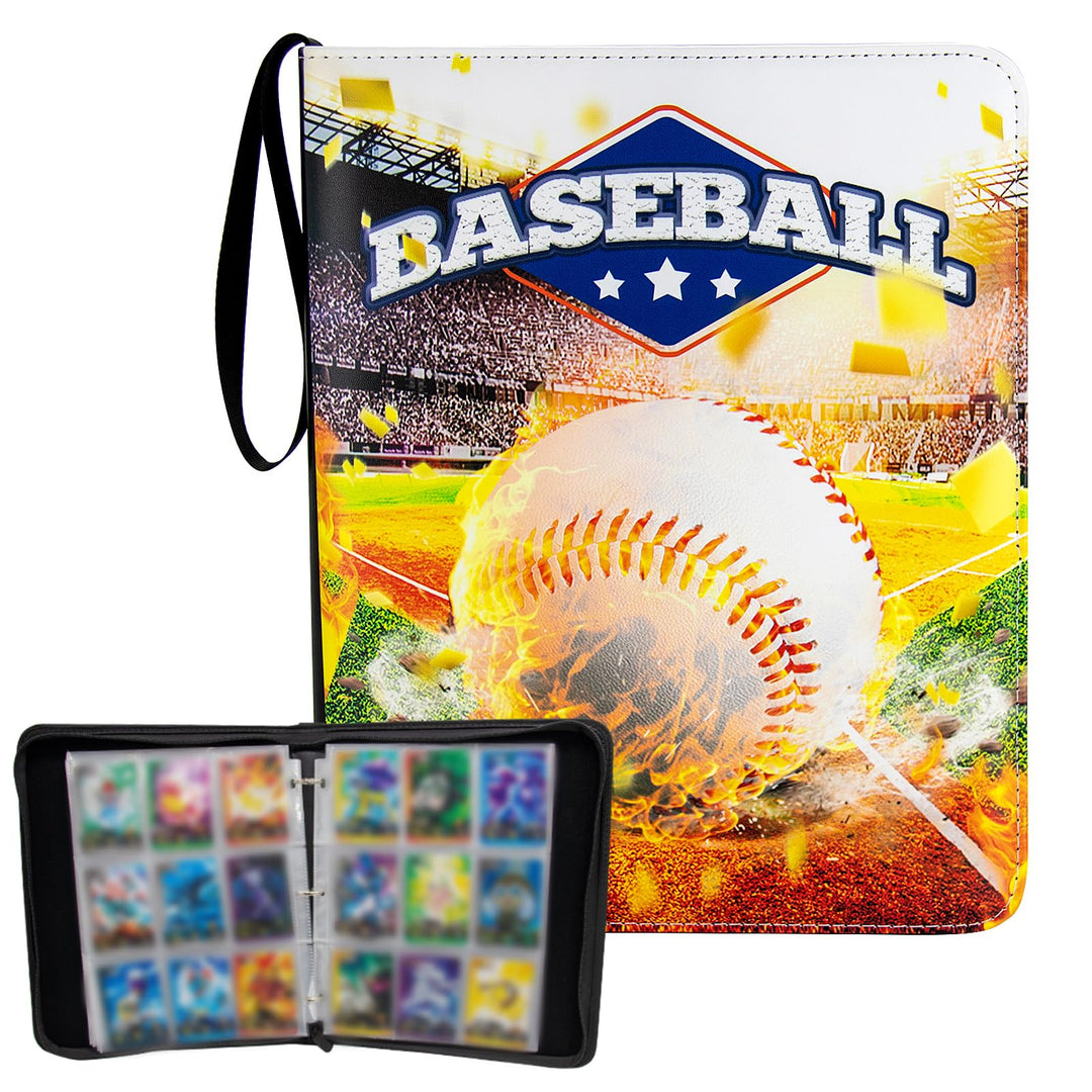 MaoKea Card Binder For Card 4-Pocket Sleeves with 440 Cards Holder,Game Collection Binder Card Holder Of Fit for TCGcard album,game card Yugioh Trading Sports Cards (9 Pocket Baseball 1)