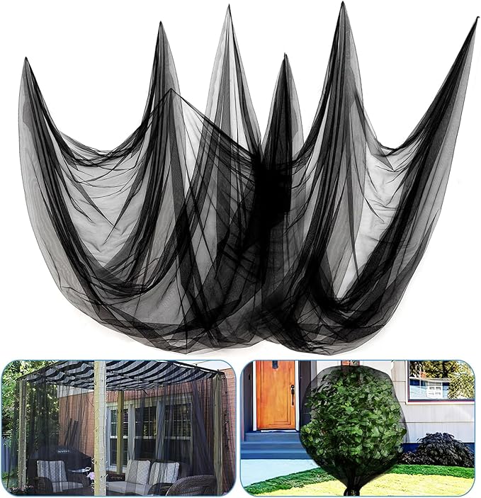 Mosquito Net for Patio - 10Ft x 65Ft for Each Garden Mesh Screen Barrier, Super Dense Patio Netting for Balcony Porch Umbrella Fruit Tree Gazebo Canopy RV Camping, Black