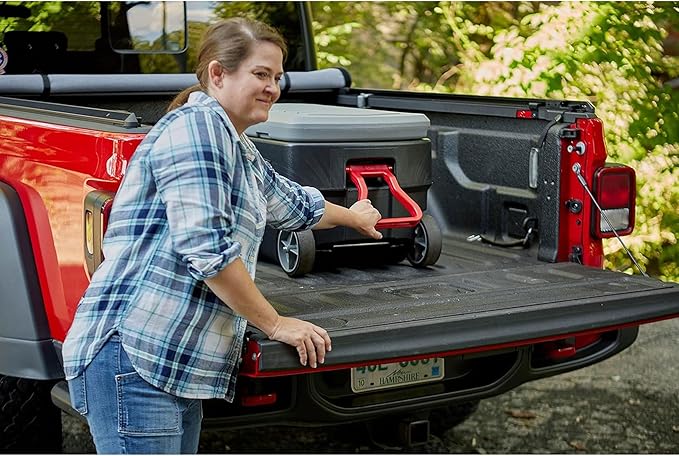 Rubbermaid ActionPacker 35 Gallon, Made in USA, Lockable Plastic Storage Bin with Lid and Wheels- Outdoor, Industrial, Rugged, Camping Gear and Truck Bed Storage - Gray and Black