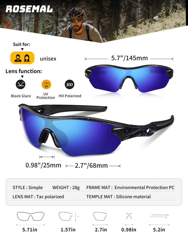 Polarized Sports Sunglasses for Men Women Youth Baseball Running Fishing Tennis Golf Cycling Driving Motor TAC UV400 TR90