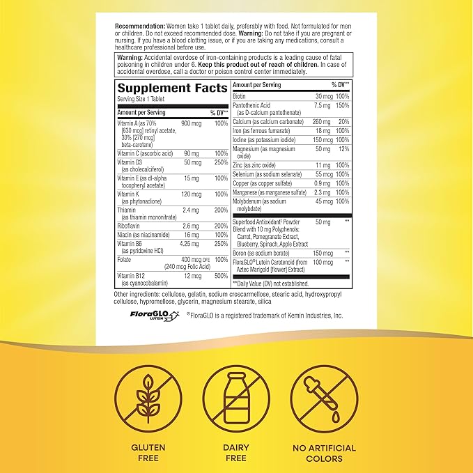 Nature's Way Alive! Women’s Complete Multivitamin, Supports Energy Metabolism and Hair, Skin & Nails*, Superfood Antioxidants(1), B-Vitamins, 50 Tablets (Packaging May Vary)