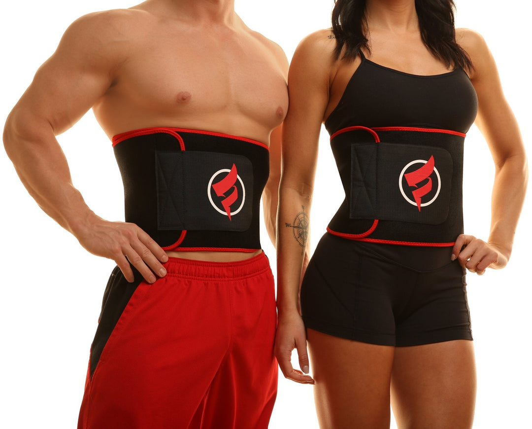 Fitru Waist Trimmer Sauna Ab Belt For Women & Men - Waist Trainer Stomach Wrap (red, XS: 8" X 34")