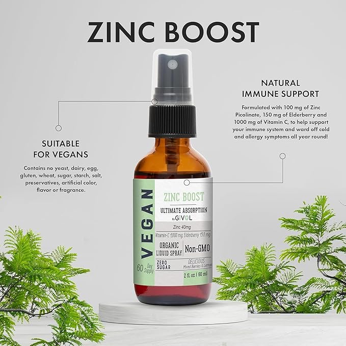 Tri Magnesium Complex - Magnesium Biglycinate, Citrate & Taurate Liquid Spray 300mg w/Raw Vitamin C and Organic ZINC Boost Mist 40mg (Extra Strength) - Sugar Free with VIT C and Elderberry Extract