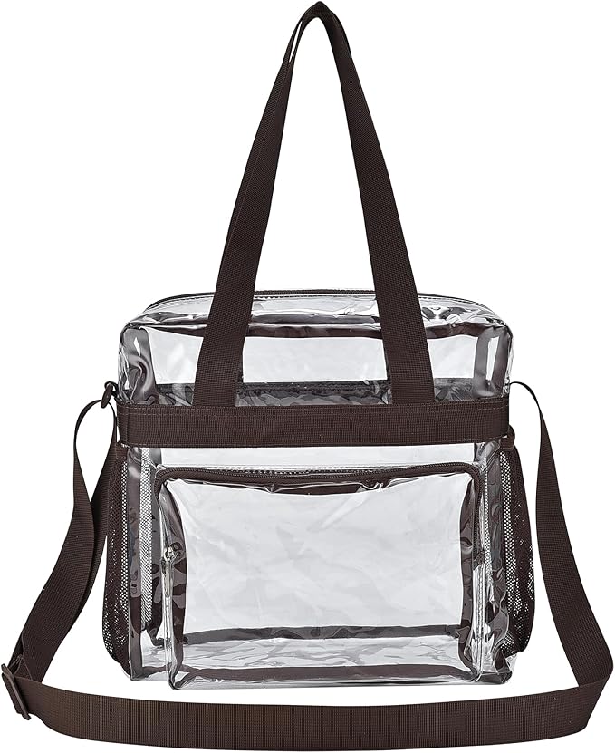 USPECLARE Clear Tote Stadium Approved, Security Travel & Gym Clear Bag for Work Sports Games Concerts