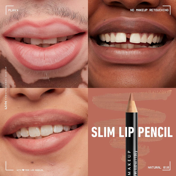 NYX Slim Lip Pencil | Long-Lasting Creamy Lip Liner | Hot Red - 2 Pack