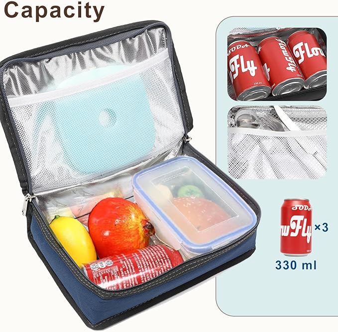 FlowFly Small Insulated Lunch box Portable Soft Bag Mini Cooler Thermal Meal Tote Kit with Handle for Work & School, Cyan