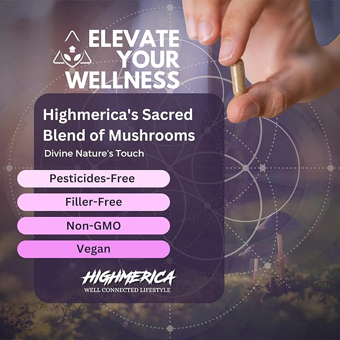 7 Sacred Mushroom Complex - Lion's Mane, Cordyceps, Reishi, Turkey Tail, Chaga, Maitake & Shiitake - Nootropic for Brain and Cognitive Support - Energy & Immunity