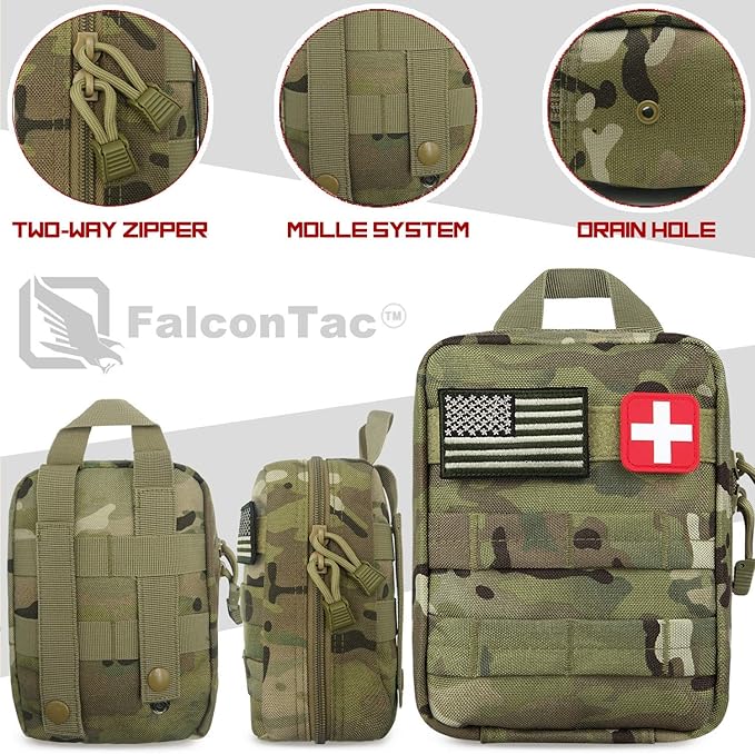 200 Pieces First Aid Kit IFAK Survival Kit Molle System Compatible Pouch, Emergency Kit Gift for Men, Dad, Husband, for Outdoor, Camping, Hunting, Hiking, Home, Earthquake, Disasters