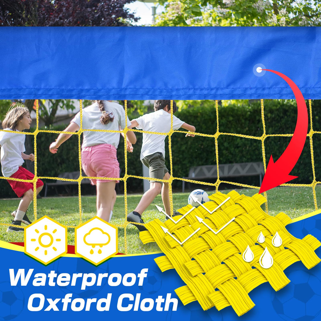 Dimples Excel Soccer Goals Kids Soccer Net for Backyard (4x3.1 FT 2 Set, Blue Yellow)
