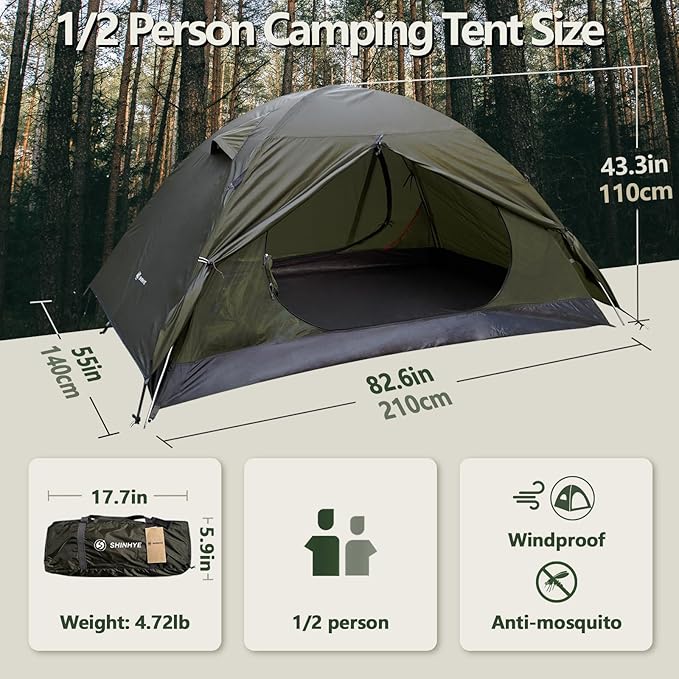Backpacking Tent for Camping 2/3/4 Person Hiking Ultralight Tent for Waterproof Windproof Outdoor Two Doors Tents Easy Quick Setup Lightweight Tent Instant Tent
