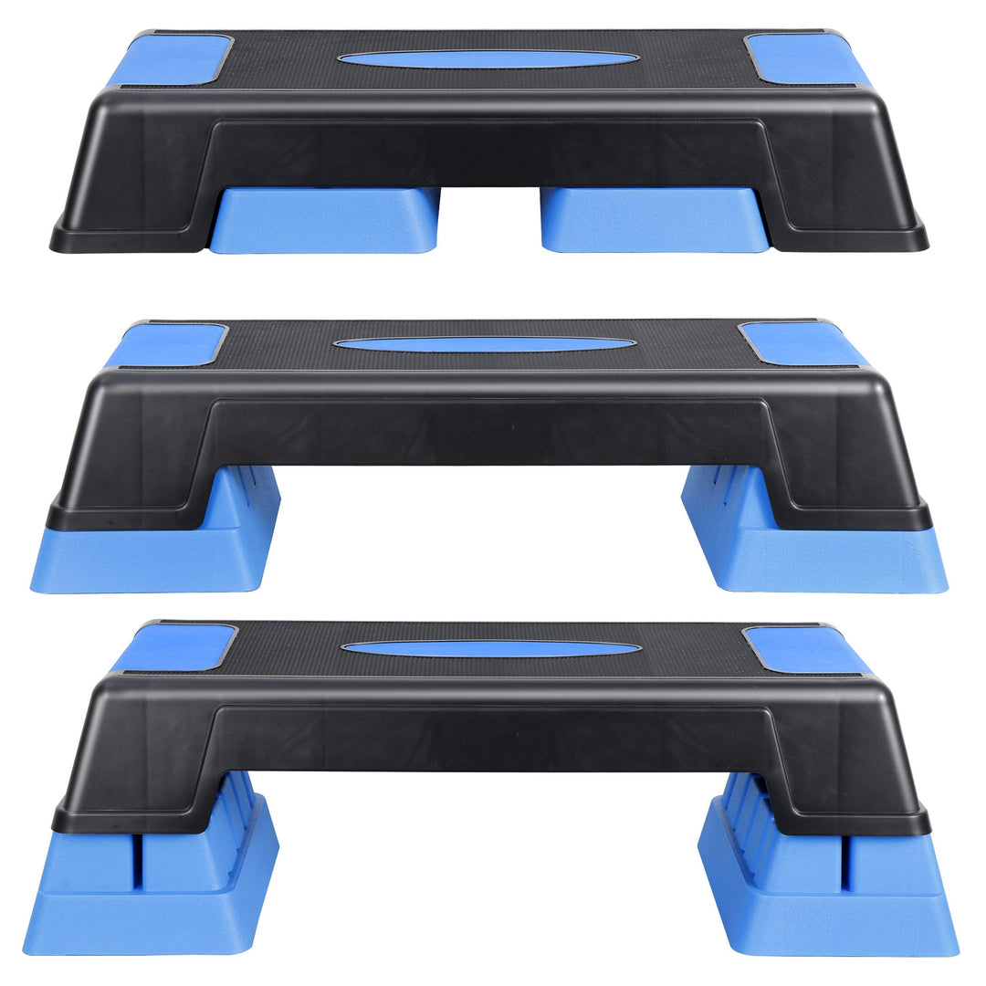 ANT MARCH 30" Aerobic Stepper for Exercise Step Up Exercise Platform with Removable Raisers Adjust 5"-7"-9"，Workout Stepper (BLUE)
