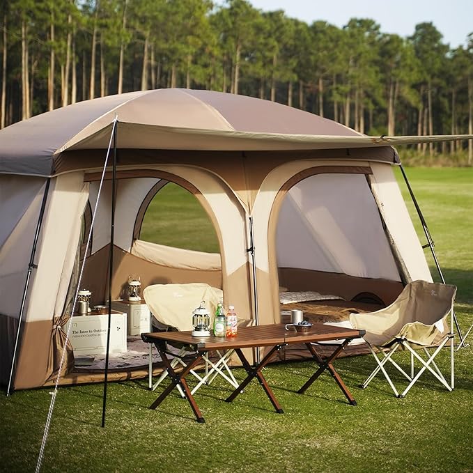 Vidalido Tents，6-8 Person Camping Tent with Extended Vestibule，2 Room Weather Resistant Family Tents，Easy Install Waterproof Outdoor Tent for Backpacking and Camping Hiking