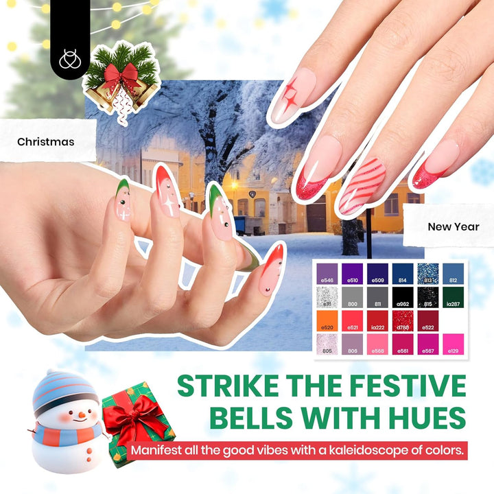 Beetles 23-Pc Glitter Gel Nail Polish Set | Brown, Pink, Blue, Green | UV Soak Off