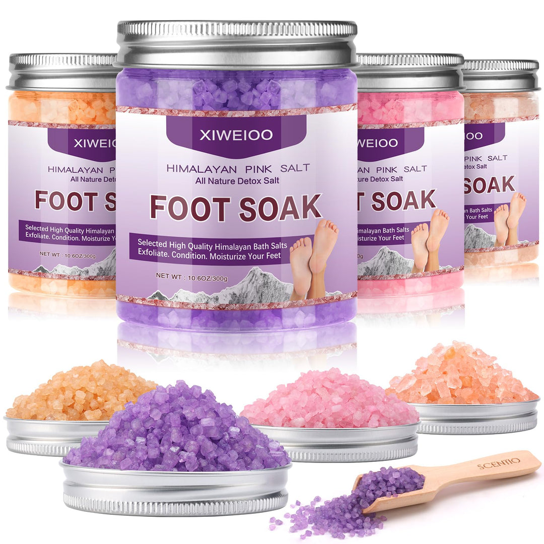 XIWEIOO Tea Tree Oil Foot Soak Stubborn Foot Odor, Athletes Lavender Foot Soak with Pure Epsom Salt Soak Pedicure Salt Athletes Foot & Stubborn Foot Bath Salt Softens Calluses & Soothes Foot Care spa…