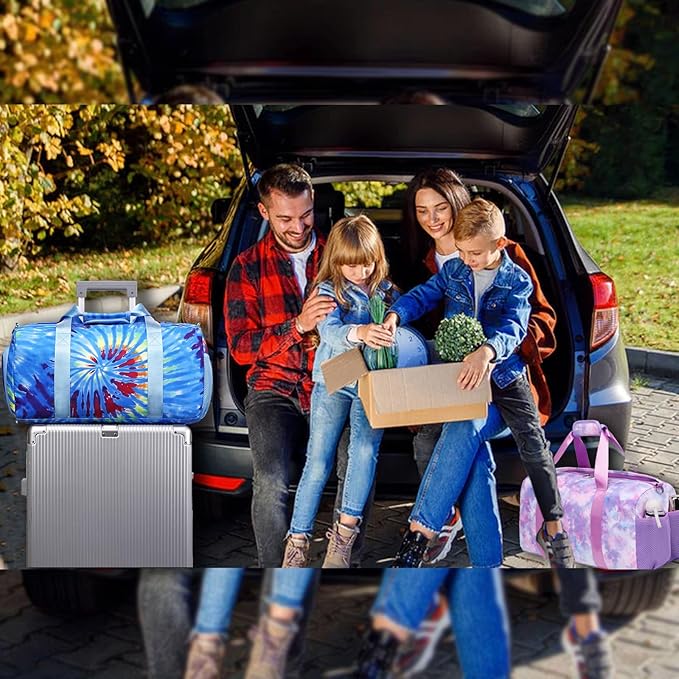 Dance Bag for Girls Travel Duffel Bags Waterproof Sports Gym Overnight for Girls Women,Tie-dye Ballet with Shoe Compartment (Tie-dye Blue)