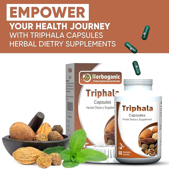 Triphala Capsules 500mg 60 Capsules -Herbal Supplement with Amla, Bibhitaki, Haritaki for Immune System & Digestive Health Support | Vegan Capsules for Men and Women…