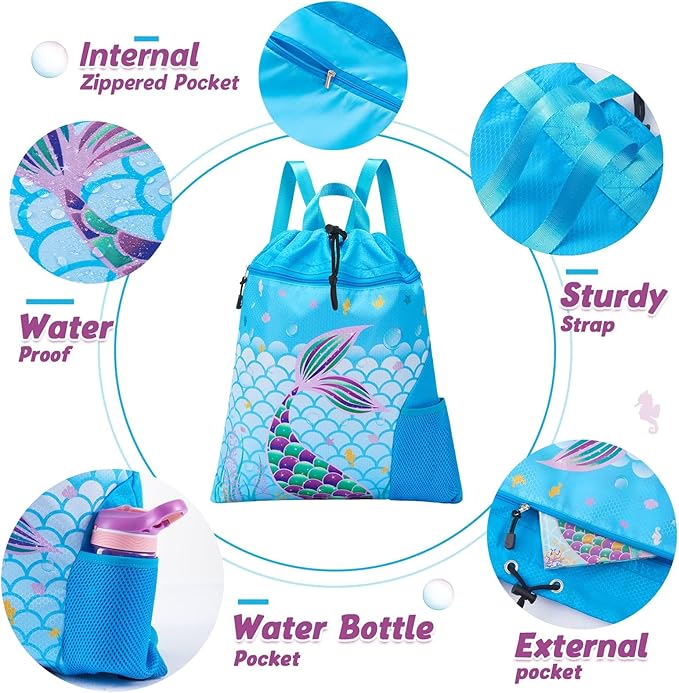 WAWSAM Gym Drawstring Backpack String Bag - 15” x 17” Sports Gym Bag for Kids Waterproof Swimming Beach Shopping Yoga Bag