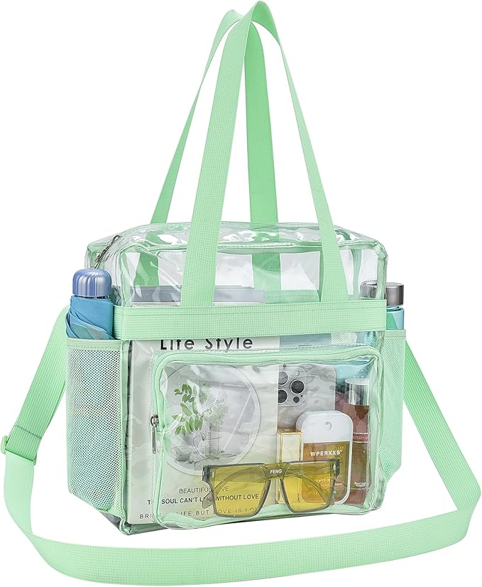 USPECLARE Clear Tote Stadium Approved, Security Travel & Gym Clear Bag for Work Sports Games Concerts