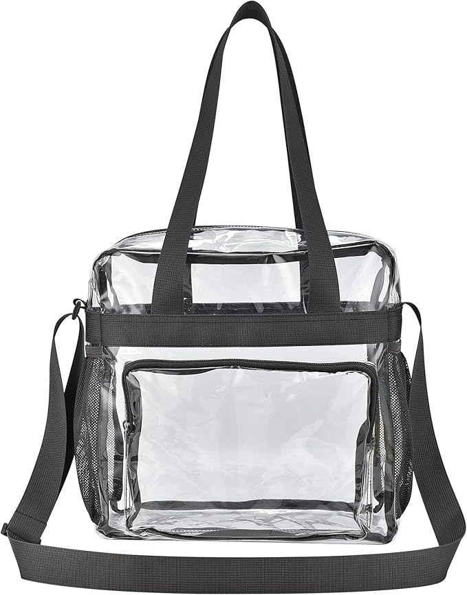 USPECLARE Clear Tote Stadium Approved, Security Travel & Gym Clear Bag for Work Sports Games Concerts