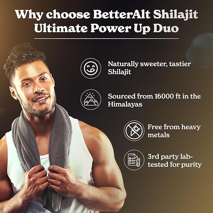 Ultimate Power Up Duo | Shilajit Gummies + Shilajit Gold+ Honey Sticks | 3rd-Party Lab Tested | 1 Month Pack - Helps Boost Energy