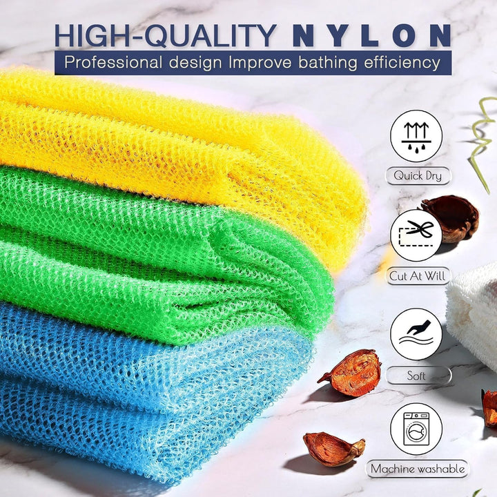 3-Piece African Net Bath Sponge Set | Exfoliating Body Scrubber | Blue