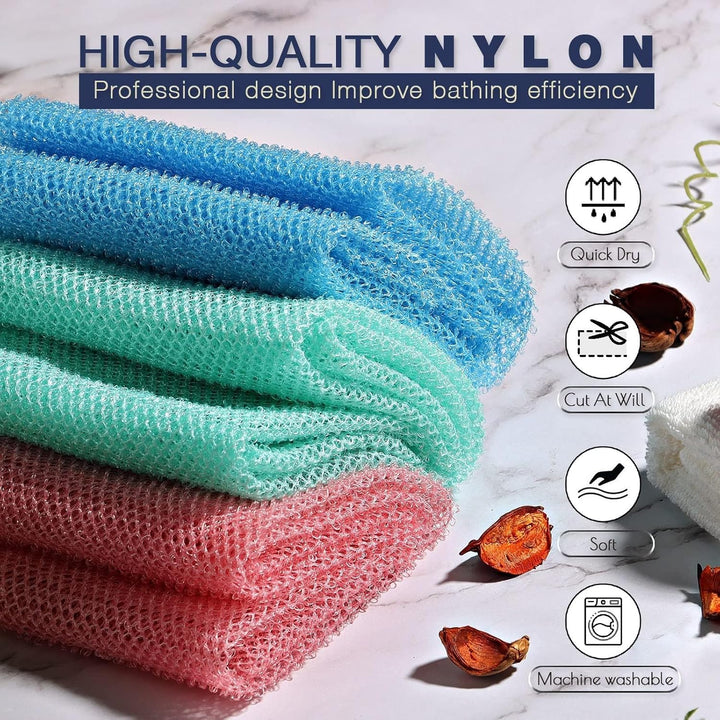 3-Piece African Net Bath Sponge Set | Exfoliating Body Scrubber | Blue