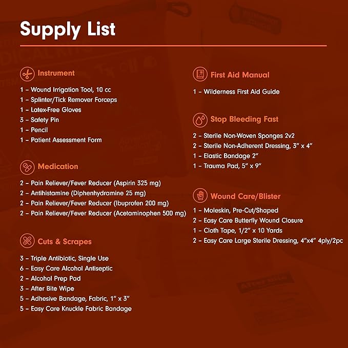 Adventure Medical Kits Sportsman Series Medical Kit - 100 - First Aid Kit for Camping, Hiking, Hunting & More - For 2 People for 4 Days - Includes Bandages, Medicine, Guide Book & More