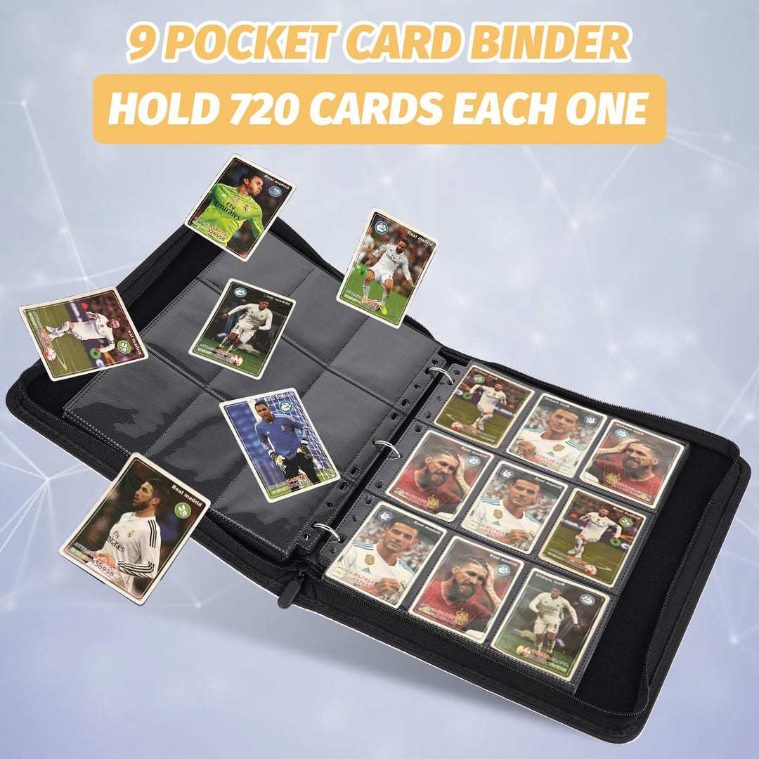 GERMUN 9 Pocket Card Binder, Premium Zip Trading Card Binder, 720 Double Sided Pocket PU Card Collection Binder, Collector Card Album, Card Folder for MTG, TCG, Sports Cards, Game Cards (yellow)