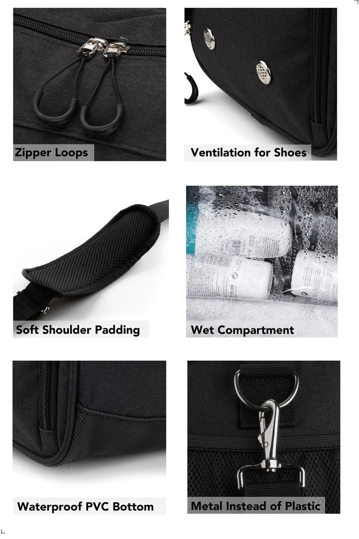 Fitgriff® Gym Bag V1 for Men & Women with Shoe & Wet Compartment - Duffle Bag for Travel, Sports, Fitness & Workout (Full Black, 19 x 10 x 10″ (Small))