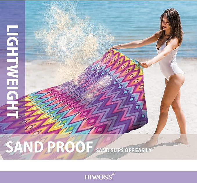 Beach Blanket Waterproof Sandproof Oversized 95”x 80”,Sand Free Beach Mat with Corner Pockets,Portable Mesh Bag for Beach Festival,Picnic,Travel and Outdoor Camping (Neon)