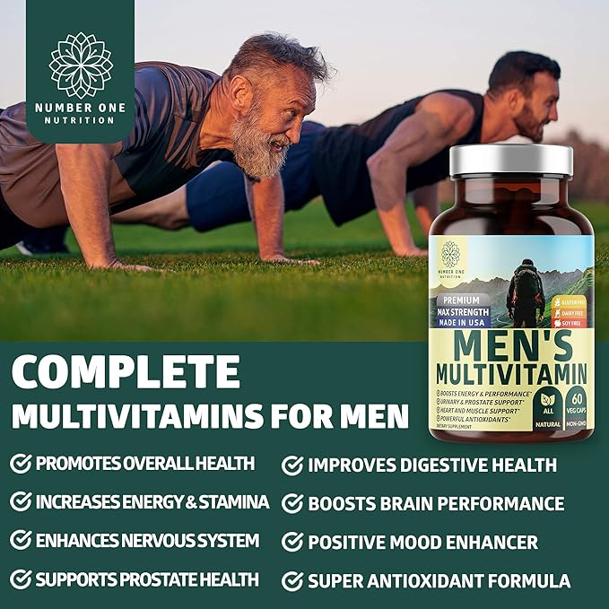 Number One Nutrition N1N Premium Uric Acid Support and Men's Multivitamins, All Natural Supplements to Support Energy Levels, Prostate Health and Urinary Tract Functions, 2 Pack Bundle