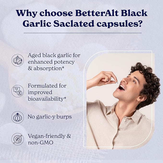 Aged Black Garlic Capsules | Helps Promote Brain & Immune Health | Supports High Absorption - 30 Capsules
